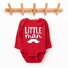 The Juniper Shop Little Man Mustache Long Sleeve Bodysuit - NB - Red - 2 of 4