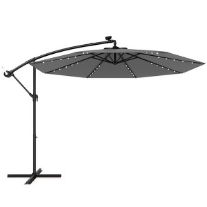 Tangkula 10 Ft Solar LED 40 Lights Offset Umbrella Crank Cross Base Patio - 1 of 4