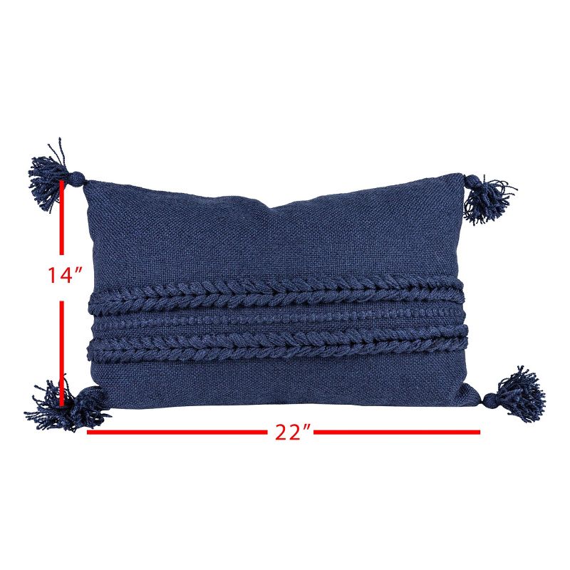 Navy Braided Stripes 14X22 Hand Woven Filled Outdoor Pillow - Foreside Home & Garden, 6 of 7