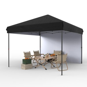 10'x10' Pop Up Canopy, Waterproof & UV-Resistant Outdoor Canopy with Center Lock and 1 Sidewalls, for Picnics, Camping, Beach, and Outdoor Gatherings - 1 of 4