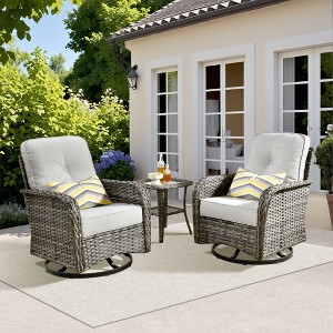 XIZZI Outdoor Patio Swivel Chair Conversation Set, 3/5/7/8 Piece Sofa Sets w/ Side Table, 360° Swivel Seats & Optional Coffee Table/Loveseat - 1 of 4