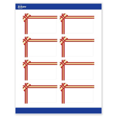 Avery Business Cards, 2" x 3.5", Gold-Red Gift Bow, Matte, 80ct