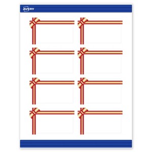 Avery Business Cards, 2" x 3.5", Gold-Red Gift Bow, Matte, 80ct - 1 of 4