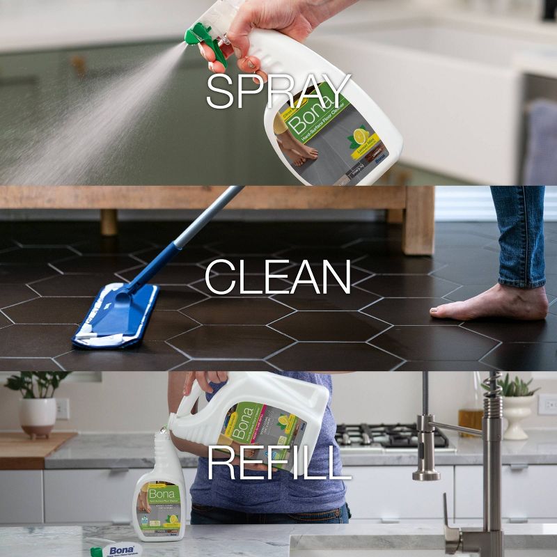 Bona Lemon Mint Cleaning Products Multi-Surface Cleaner Spray + Mop All Purpose Floor Cleaner - 32oz, 6 of 14