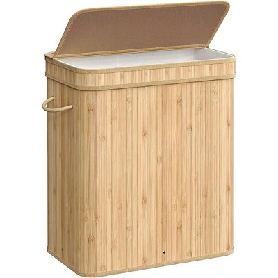 Songmics 26 Gallons Laundry Hamper With Lid Bamboo Laundry Basket With ...