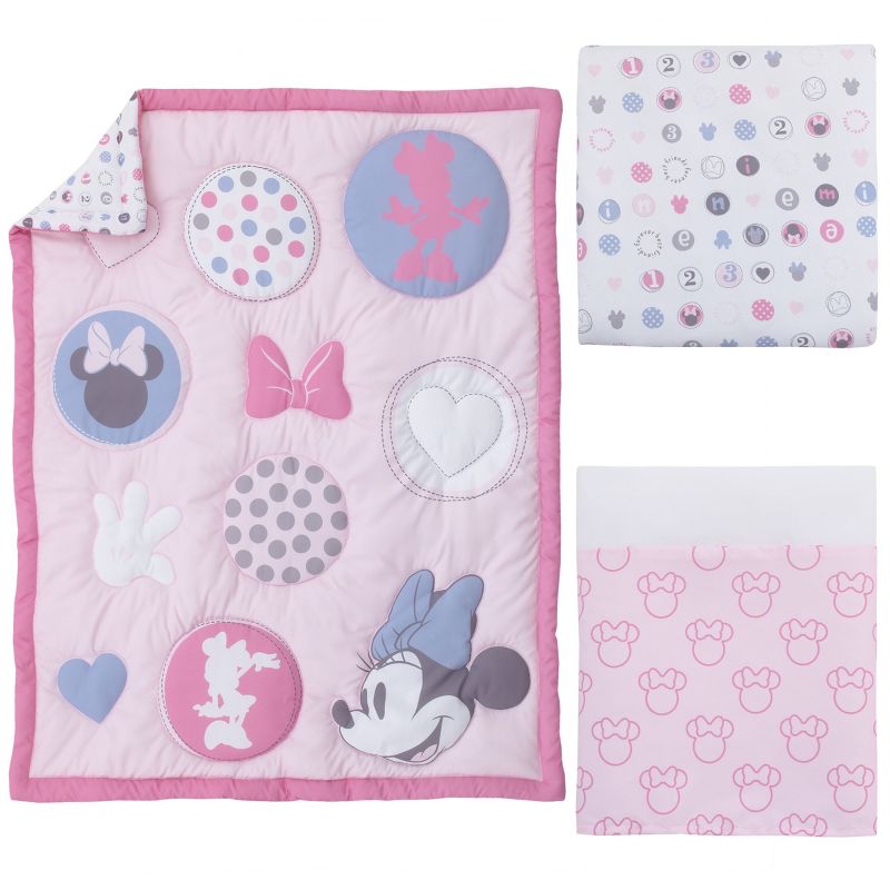 Disney Minnie Mouse Pretty in Pink 3 Piece Nursery Crib Bedding Set, 2 of 8