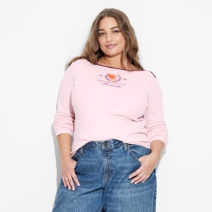 Women's Strawberry Shortcake Long Sleeve Graphic T-Shirt - Light Pink - 1 of 3