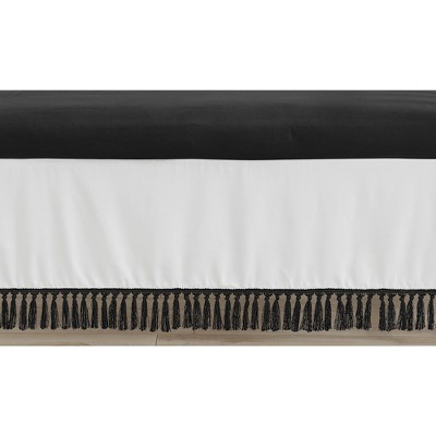 Image of Sweet Jojo Designs Boy Girl Gender Neutral Baby Crib Bed Skirt Boho Stitch Black and White