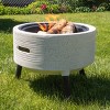 Pure Garden 21" Magnesium Oxide Round Outdoor Fire Pit Set Light Gray: Includes Poker & Cover, Easy Assembly - 3 of 4