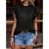 Women's Ruffle Sleeve Crew Neck Top  Pleated Casual Blouse - 3 of 4
