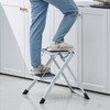 VEVOR Step Ladder 2-Step 330lbs Capacity, Ergonomic Folding Steel Step Stool with Wide Anti-Slip Pedal, Step Stool for Adults Toddlers,White+Black - 2 of 4