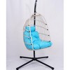 Okak Outdoor Egg Swing Chair with Stand&Cushion,Patio Wicker Hanging Chair,Hammock Swing Chair for Patio,Living Room&Balcony,350LBS Capacity - 2 of 4