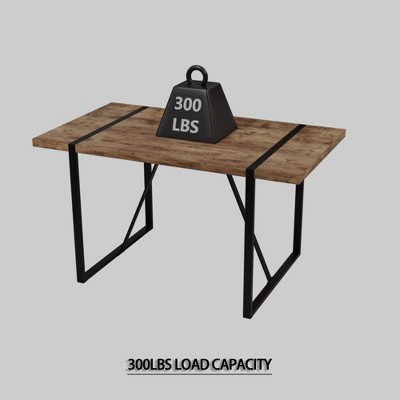 Gulches 5-Piece Dark Wood Dining Set - 55" MDF Table + 4 Suede Chairs, Metal Base, Mid-Century Industrial Style