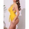 INSPIRE CHIC Women's Deep V Neck Criss Cross Lace Up Monokini Bikini, Tummy Control High Cut Swimwear Bathing Suits 1 Set - 2 of 4
