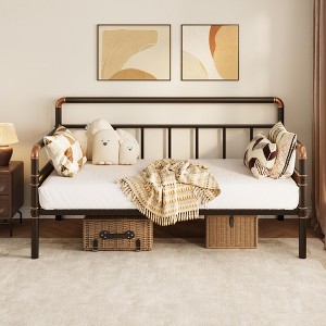 Twin Metal Daybed Frame, Heavy Duty Living Room Bedroom Guest Room Daybed, Sturdy Steel Support, Industrial Retro Design - 1 of 4