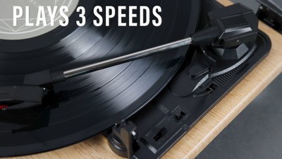 Walnut Bluetooth 3-Speed Turntable with Speakers