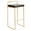 LumiSource Set of 3 Fuji Stacker Barstools Gold/Black PU - 2 of 4