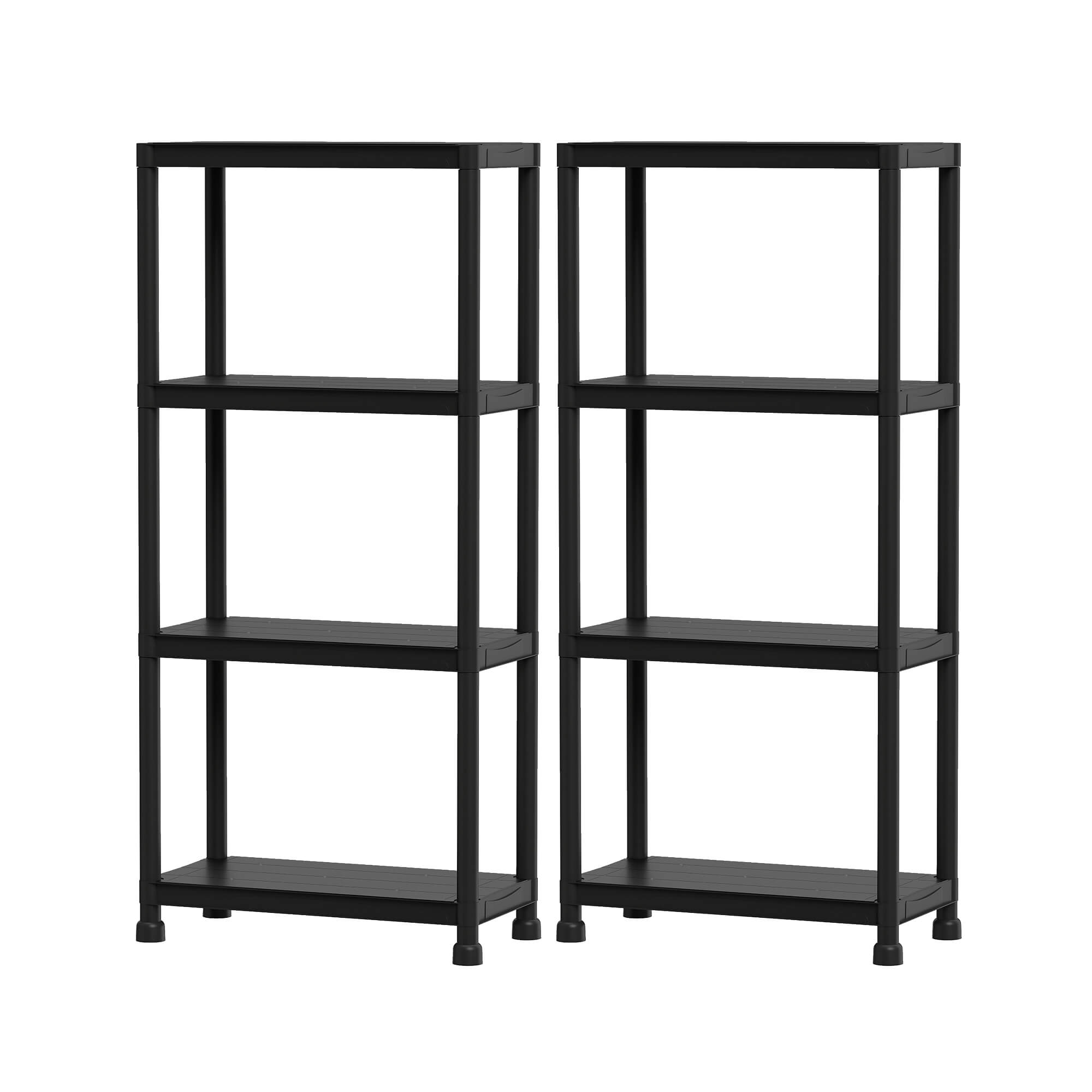 Costway 2 PCS 4-Tier Heavy-Duty Plastic Storage Shelves Freestanding Garage Shelving Unit Black