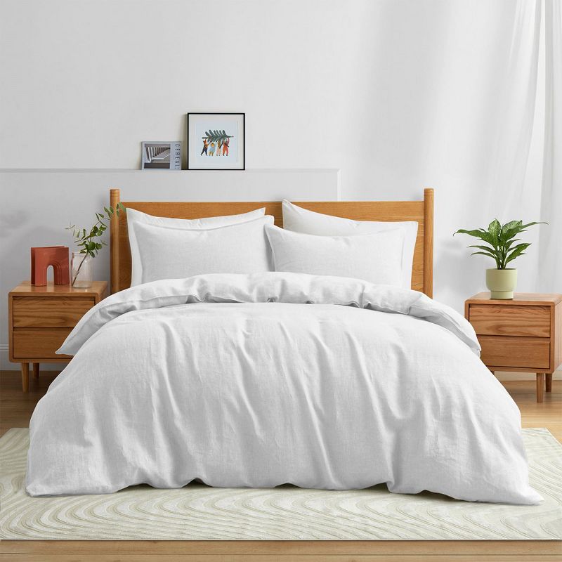 Peace Nest Luxurious 100% Premium Flax Linen Duvet Cover and Pillow Sham Set Moisture-Wicking and Breathable, 4 of 11