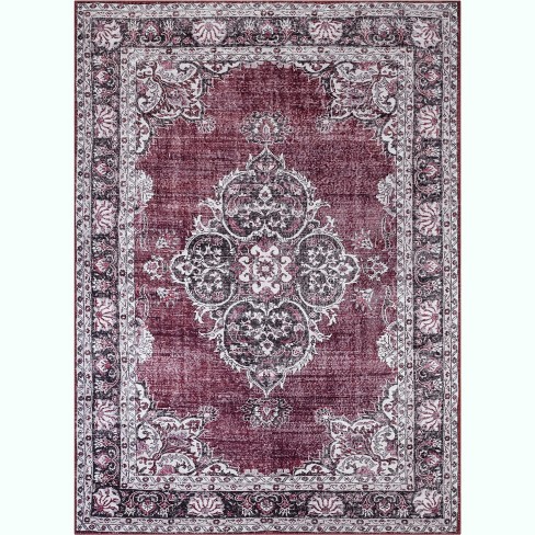 Well Woven Mareva Machine Washable Burgundy Red Vintage Oriental Medallion  Area Rug (3'9 X 5'7) : Target