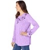 Woman Within Plus Size Floral Embroidered Sweatshirt Tee - 4 of 4