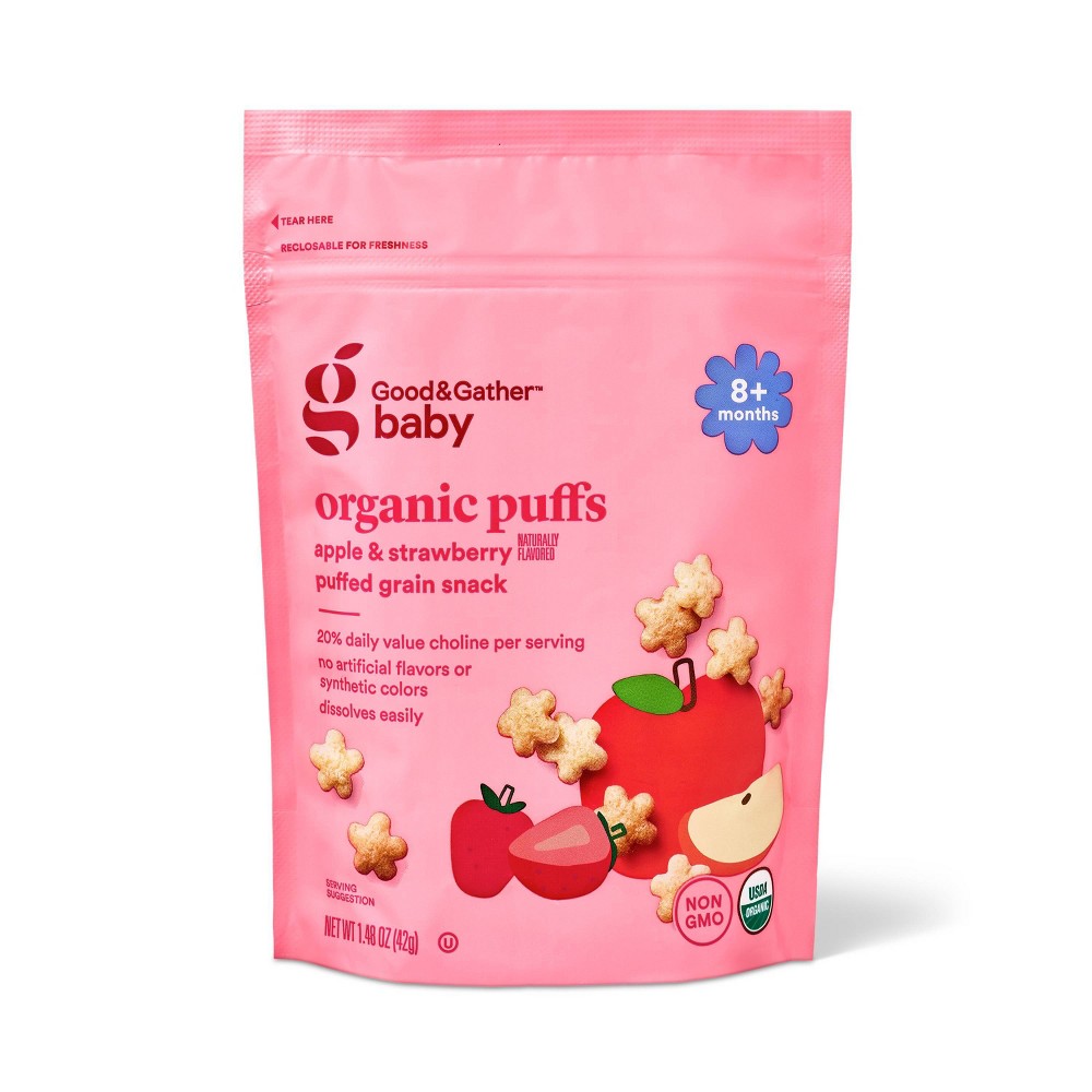 Organic Puffs Baby Snacks - Apple Strawberry - 1.48oz - Good & Gather™