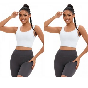 INSPIRE CHIC 2 Pcs Women's Full Coverage Deep V-Back Workout Fixed Cup Comfort Sports Bras - 1 of 4