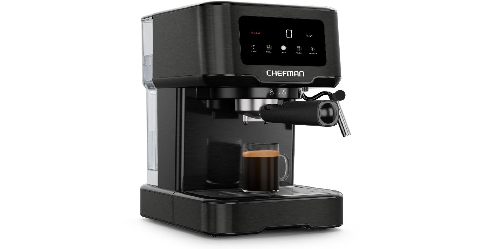 Chefman CraftBrew Espresso Machine w/ Steam Wand and Touch Controls – Black