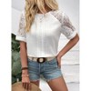 Womens Lace Tops  with Keyhole Back Elegant Textured Blouse Tops Lace Patchwork Tops - 4 of 4