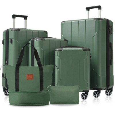 Syemin Luggage Hardshell Luggage Sets 6 Piece Suitcase Set Expandable Lightweight Suitcases with Dual Wheels TSA Lock, Green, 18.5"*11.6"*29.5"