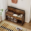 KTMBDW 39" Shoe Storage Bench with Cushion, Entryway Bench with Lift-Top Storage Box and 2 Tiers Open Shoe Rack for Entryway, Bedroom, Rustic brown - 3 of 4