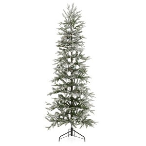 National Tree Company Snowy Montgomery 7-Foot Clear Prelit Slender Corner Christmas Tree with 300 White Lights & Metal Base, Hinged for Easy Assembly - 1 of 4