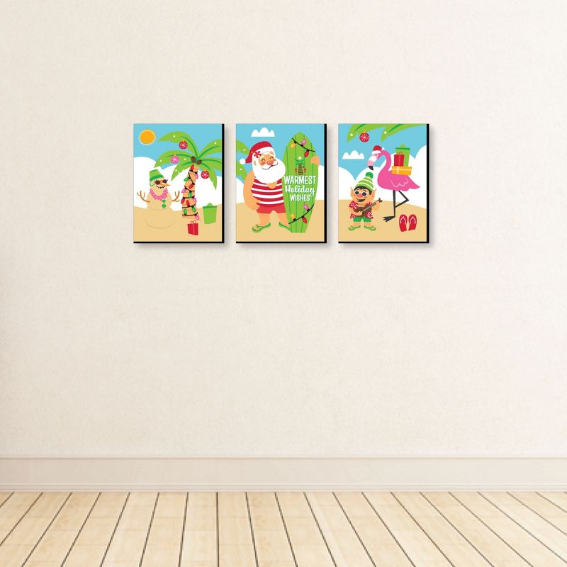 Big Dot of Happiness Tropical Christmas - Beach Santa Holiday Wall Art Room Decor - 7.5 x 10 inches - Set of 3 Prints, 3 of 8