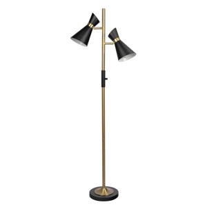 VYNXARIA 62"H Axis Brassed Gold Floor Lamp with 4-Way Switch Double Spots with Metal Base - 1 of 4
