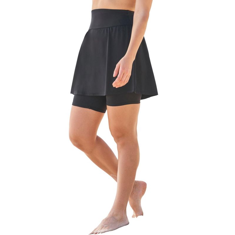 Swim 365 Women's Plus Size 360° Powermesh High-Waist Swim Skirt with Tummy Control, 1 of 2