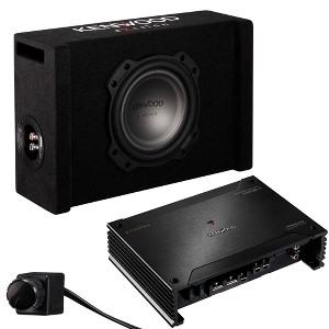 Kenwood P-XW804B 8" Oversized Shallow Subwoofer in a Ported Enclosure with a X502-1 eXcelon 1000W Max Power Class D Mono Amplifier and a KCA-RC01A ... - 1 of 4