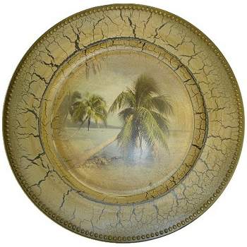 BigKitchen 13.5" Large Charger Plate - Tropical Palm Tree Design