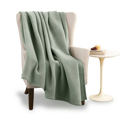 Luxurious Moss Green Fleece Full/Queen Blanket - Lightweight and Reversible
