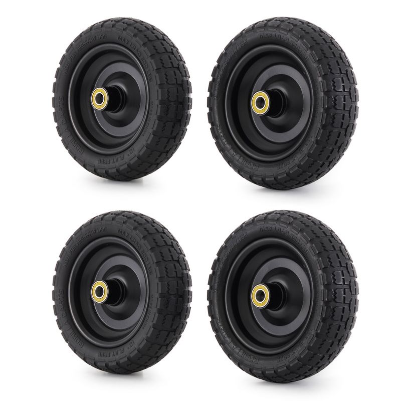 Gorilla Carts 10 Inch No Flat Replacement Wheel, Pneumatic Flat Free Cart Tires for Utility Garden Cart, Wheelbarrow, Dolly, and Wagon (4 Pack), 1 of 7