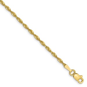 Black Bow Jewelry 1.8mm 10k Yellow Gold Lightweight D/C Solid Rope Chain Anklet, 9 Inch - 1 of 4