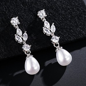 HTUTWOO Pearl Drop Dangle Earrings Fashionable and Versatile Earrings for Wedding Bridesmaids, Prom Jewelry Gifts - 1 of 4