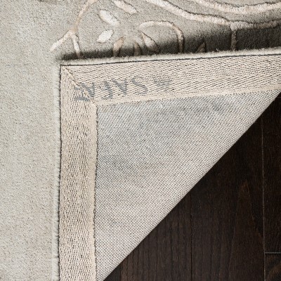 Handmade Gray Wool & Viscose Tufted Rectangular Rug
