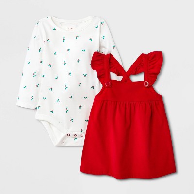 Image of Baby Girls' Corduroy Skirtall Top & Bottom Set - Cat & Jack™ Red Newborn