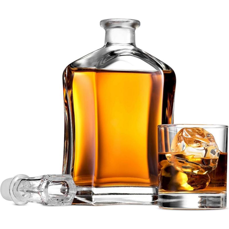 Bormioli Rocco Capitol Glass Decanter, Airtight Geometric Stopper, 23.75 oz Whiskey Decanter for Wine, Bourbon, Brandy, Liquor, Juice, Made in Italy, 5 of 9
