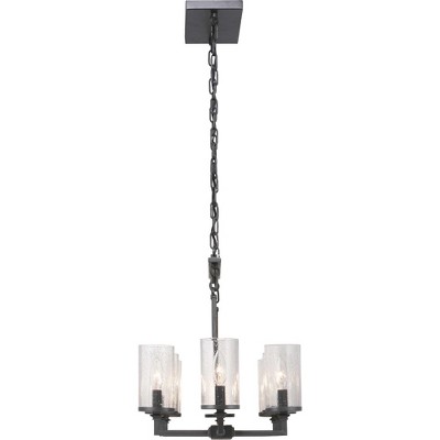 Gresham Graphite 8-Light Taper Candle Chandelier with Seeded Glass Shades