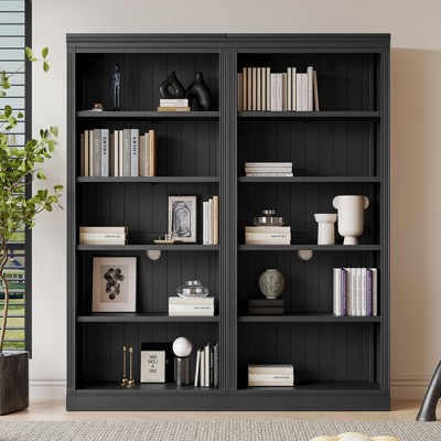 VYNXARIA 83" Tall Wood Bookcase Suite - 5-Tier Adjustable Storage Organizer for Living Room & Home Office