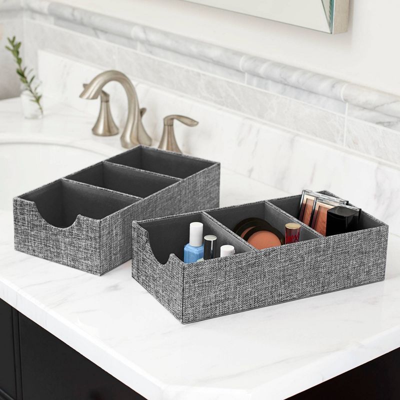 Household Essentials Set of 2 3-Section Drawer Trays Graphite Linen, 3 of 10