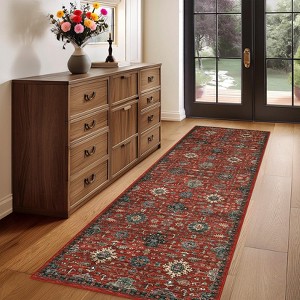 Soft Boho Vintage Low Pile Washable Large Area Rugs Indoor Floor Carpet for Living Room Bedroom - 1 of 4