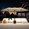 FONTOI Double Sided Outdoor Umbrella with Crank Handle, Rectangular Market Umbrella with 12 Ribs for Patio, Deck, Backyard, Brown, 106.2"*94.5"*181.1" - 2 of 4