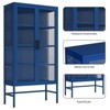 Tempered Glass Storage Cabinet with 3 Adjustable Shelves and Feet Cold-Rolled Steel Sideboard Double Glass Door Furniture for Living Room Kitchen - 3 of 4